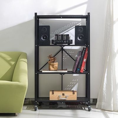 移動式鋼鉄棚付けの単位を折る黒い4つの層は噴霧を塗る