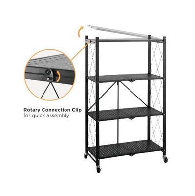 移動式鋼鉄棚付けの単位を折る黒い4つの層は噴霧を塗る