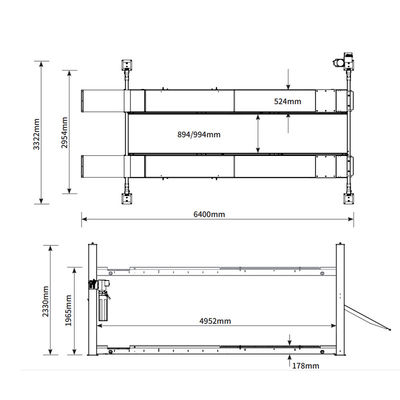 5454kg Four-Post Lift: 1965mm Height, Air-Lock+Louvered Ramps for Truck/SUV Repair