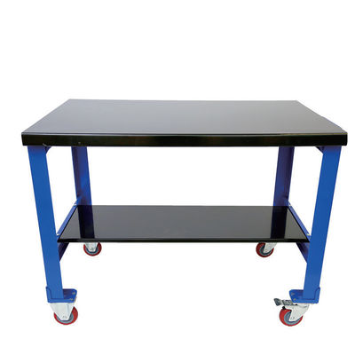 Heavy-Duty Workbench: 300kg Load, 2 Shelves, Lockable Casters for Workshop/Shop/Warehouse